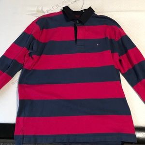 Tommy Hilfiger long sleeve polo (red and blue)